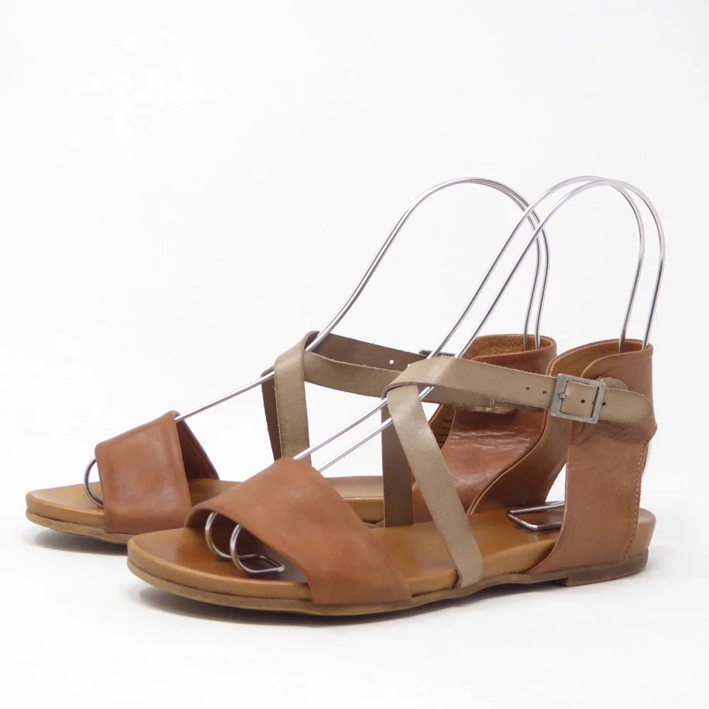 Miz Mooz Womens Amanda Sandals Brown Leather Strappy Flat 37 / 6.5